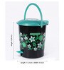 Meded Siti Plast Plastic Floral Printed Pedal Bin 7 Ltr, Black & Green