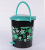 Meded Siti Plast Plastic Floral Printed Pedal Bin 7 Ltr, Black & Green