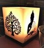 Meditating Buddha and the Bodhi Tree Square Hollow Candle Holder-