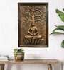 Meditating Buddha Relief Wall Mural In Bronze