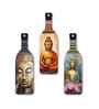 Meditating Gautam Buddha Wooden Wall Hanging (Set of 3)