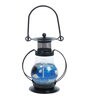 Medium Blue Ocean Candle Lantern Jelly Transparent with Iron Leaves