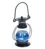 Medium Blue Ocean Candle Lantern Jelly Transparent with Iron Leaves