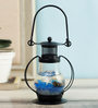 Medium Blue Ocean Candle Lantern Jelly Transparent with Iron Leaves
