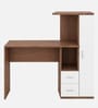Meg Study Hutch Desk in Planked Walnut and White Finish