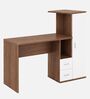 Meg Study Hutch Desk in Planked Walnut and White Finish