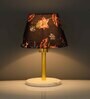 Mehtap Iron Table Lamp with Cotton Fabric Lampshade (Gold & White)