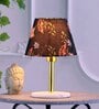 Mehtap Iron Table Lamp with Cotton Fabric Lampshade (Gold & White)
