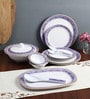 White Colour with Blue & Gold Border Print Melamine Dinner Set