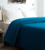Blue Solid 120 TC 100% Cotton Double Bed Cover
