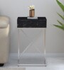 Iggy Metal C Shaped Table in Black Finish with Drawer