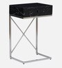 Iggy Metal C Shaped Table in Black Finish with Drawer