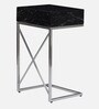 Iggy Metal C Shaped Table in Black Finish with Drawer
