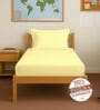 Mellow Yellow Solid 400 TC Cotton Single Sized Fitted sheet with 1 Pillow Cover