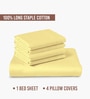 Mellow Yellow Solid 400 TC Cotton Super King Sized Bedsheet with 4 Pillow Covers