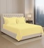 Mellow Yellow Solid 400 TC Cotton Super King Sized Bedsheet with 4 Pillow Covers