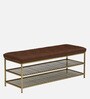 Melly Metal Shoe Bench In Gold Finish With Seating