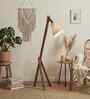 Melman Wooden Floor Lamp with Jute Shade & Brown Base
