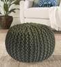 Melton Knitted Pouffe in Dark Green Colour