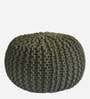 Melton Knitted Pouffe in Dark Green Colour