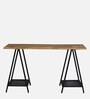 Melvin Solid Wood Writing Table In Black & Scratch Resistant Natural Finish