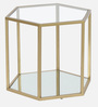 Menton Metal End Table In Golden Finish With Glass Top