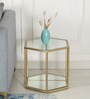 Menton Metal End Table In Golden Finish With Glass Top
