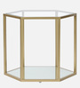 Menton Metal End Table In Golden Finish With Glass Top