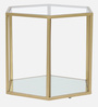 Menton Metal End Table In Golden Finish With Glass Top