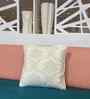 Off White Merletto 100% Cotton 16x16 Inches Embroidered Cushion Cover