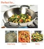 Trivantage 9.4 Inch Nickel Free Silver Stainless Steel Kadhai with Lid