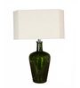 Merlot Green Light Beige Fabric Shade Table Lamp with Olive Green Base