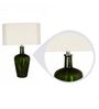 Merlot Green Light Beige Fabric Shade Table Lamp with Olive Green Base