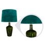 Merlot Green Teal Velvet Shade Table Lamp with Olive Green Base