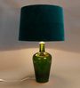 Merlot Green Teal Velvet Shade Table Lamp with Olive Green Base