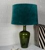 Merlot Green Teal Velvet Shade Table Lamp with Olive Green Base