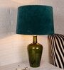 Merlot Green Teal Velvet Shade Table Lamp with Olive Green Base
