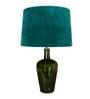 Merlot Green Teal Velvet Shade Table Lamp with Olive Green Base