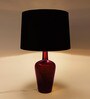 Merlot Red Black Fabric Shade Table Lamp with Ruby Red Base
