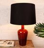 Merlot Red Black Fabric Shade Table Lamp with Ruby Red Base