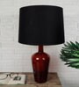 Merlot Red Black Fabric Shade Table Lamp with Ruby Red Base