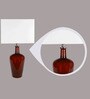 Merlot Red White Fabric Shade Table Lamp with Ruby Red Base