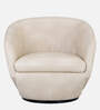 Mess Leatherette Swivel Barrel Chair in Off White Finish
