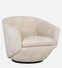 Mess Leatherette Swivel Barrel Chair in Off White Finish