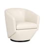 Mess Leatherette Swivel Barrel Chair in Off White Finish