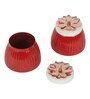 Metal  Red  Jar Set of 2