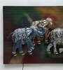 Iron And Mdf Wood Group Of Elephant Wall Art With LED In Multicolour