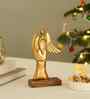 Aluminium Angel Showpiece With Wings And Wooden Base