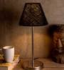 Metal Black Jute Shade Table Lamp with Silver Base