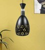 Metal Black Pendant Light Decorative Cutout Design with Crystal Accent Hanging Lamp